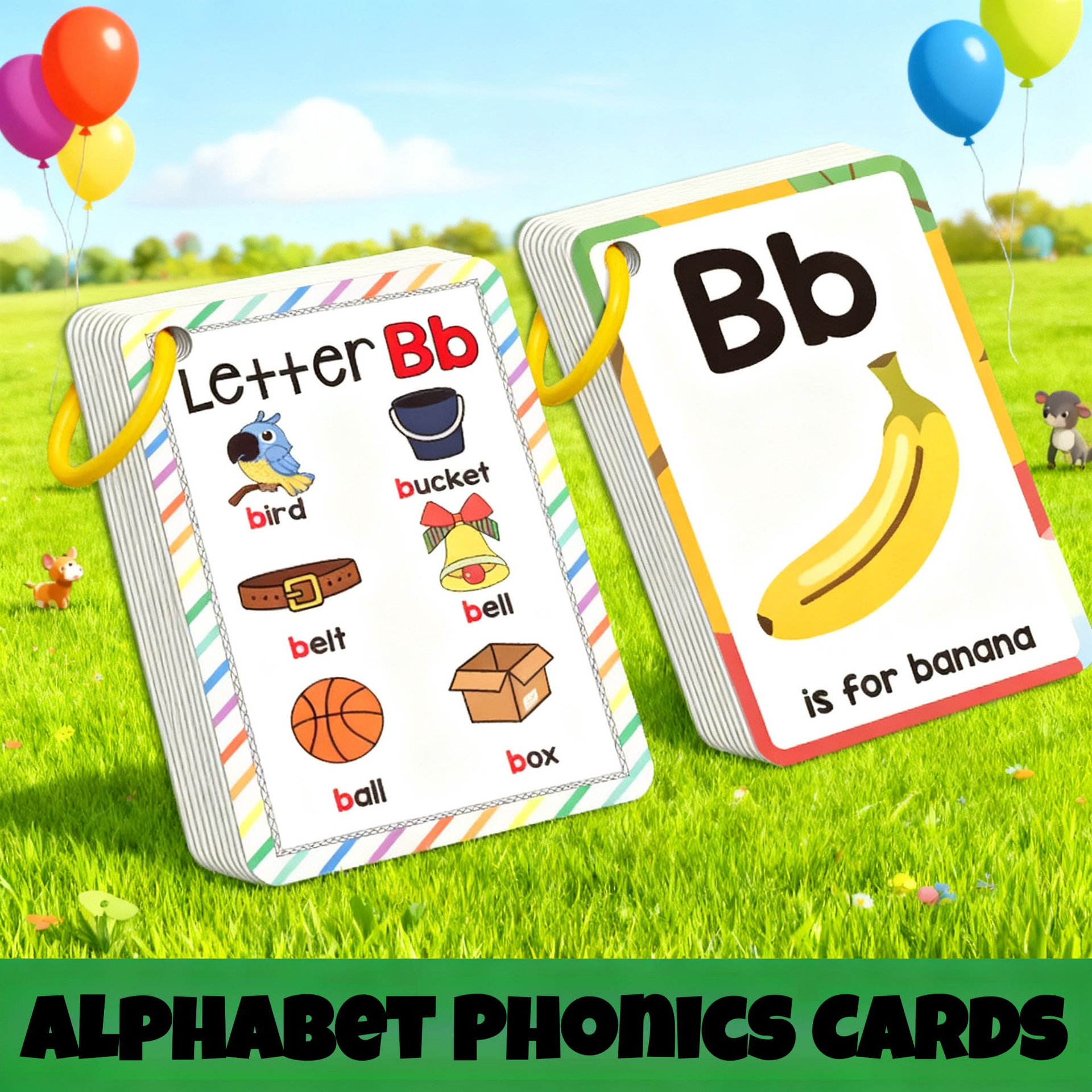 Flash Card Alphabet - Eco-Friendly Alphabet Phonics Flashcards Fruit Theme