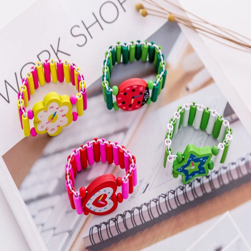 Kids Educational Watch - 5Pcs Kids Wooden Cartoon Watch Creative