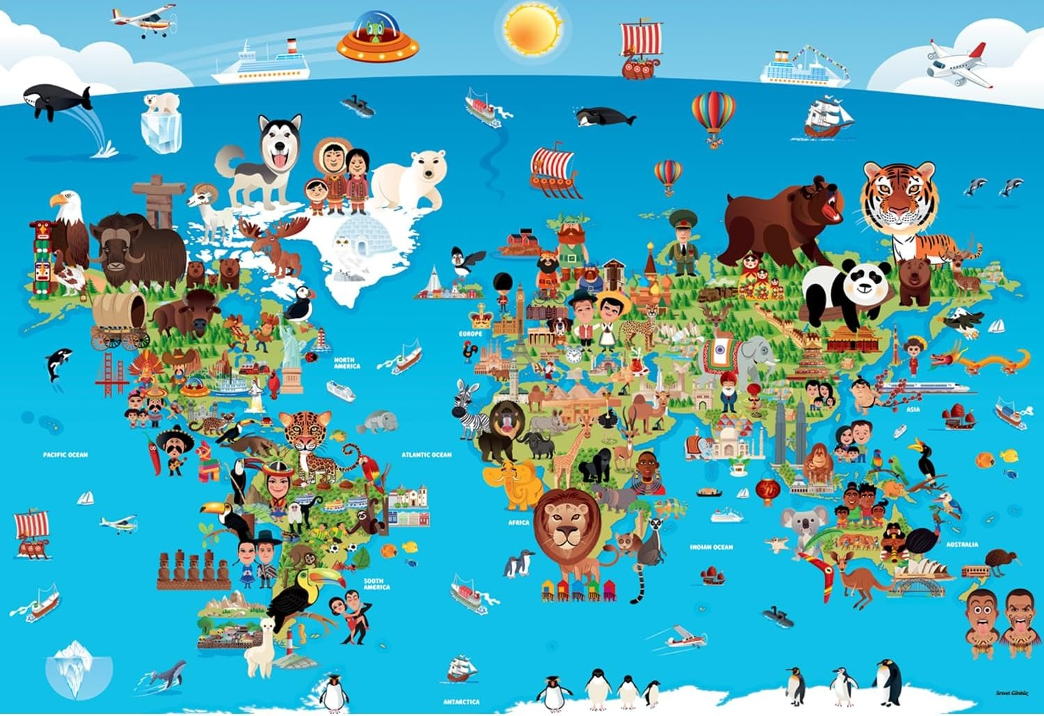 Puzzle Map World - 120/300/500/1000 Pieces Adult World Map Jigsaw