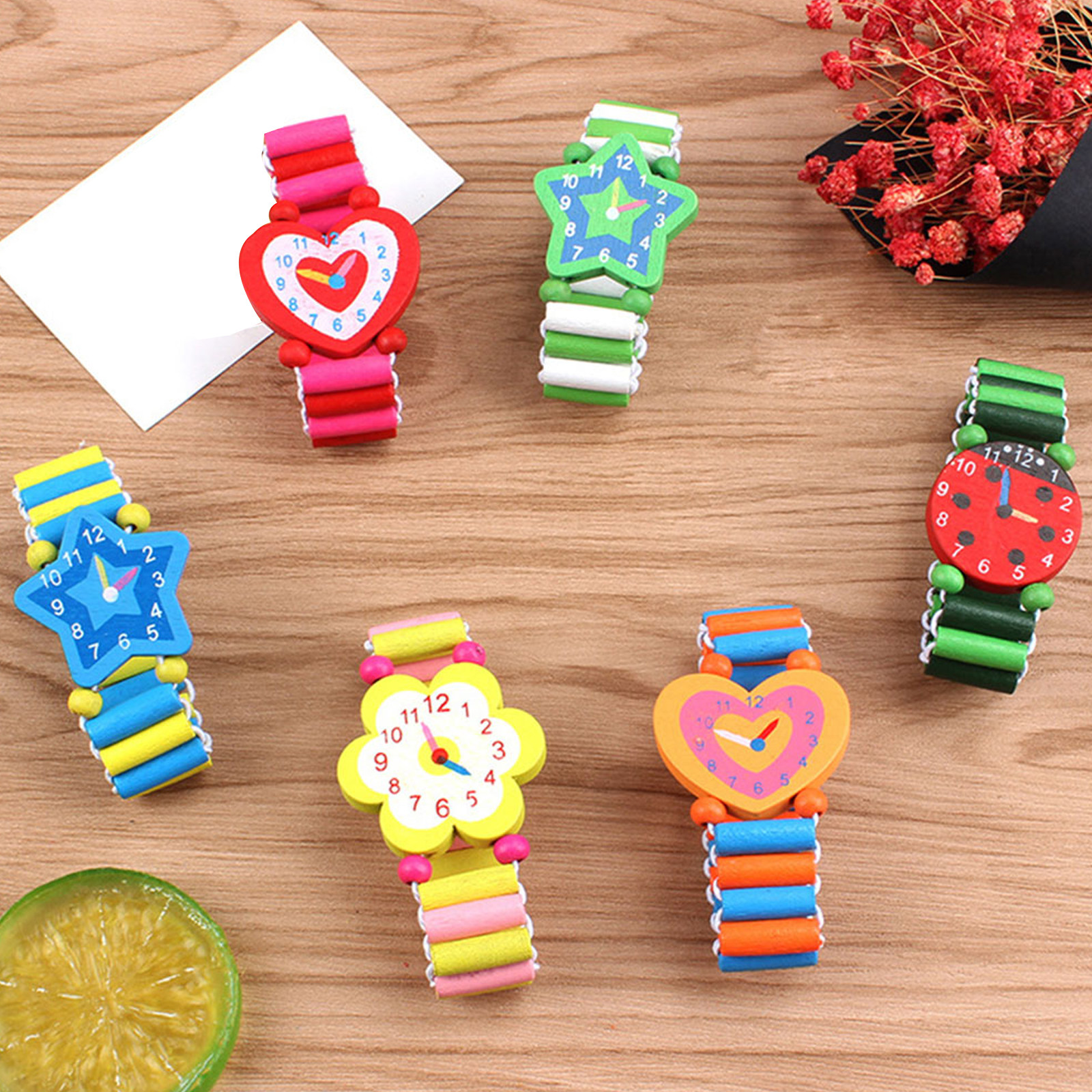5Pcs Cartoon Wooden Watch Kids - Kids Educational Watch recension och pris