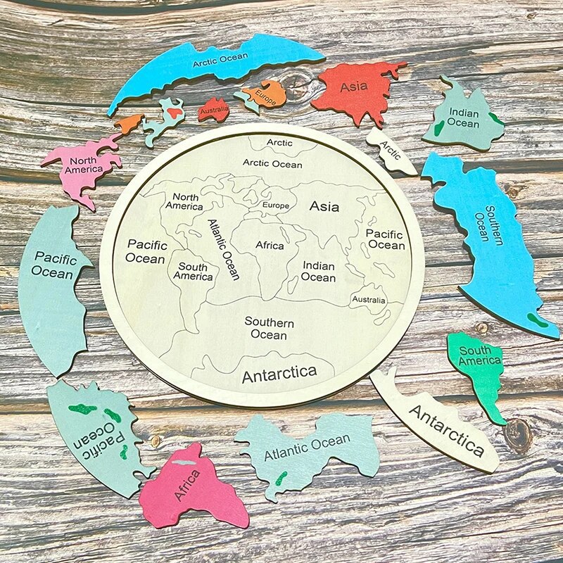 Wooden Colored World Map Puzzl - Puzzle Map World recension och pris